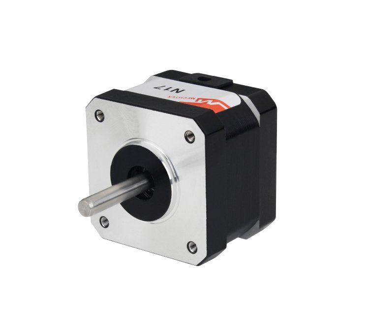 Mechtex NEMA 17 hybrid stepper motor with square aluminum mounting face and precision output shaft for motion control applications
