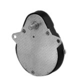 Compact Spur gear drive unit with circular metal cover and mounting ears