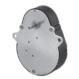 Compact spur gearbox with circular metal cover and central output shaft