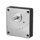 Square reduction gearbox with front metal plate and central output shaft