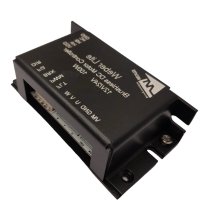 BLDC motor driver with black metal enclosure and mounting flanges