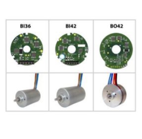BLDC driver PCB modules with three compact motor variants displayed in grid layout