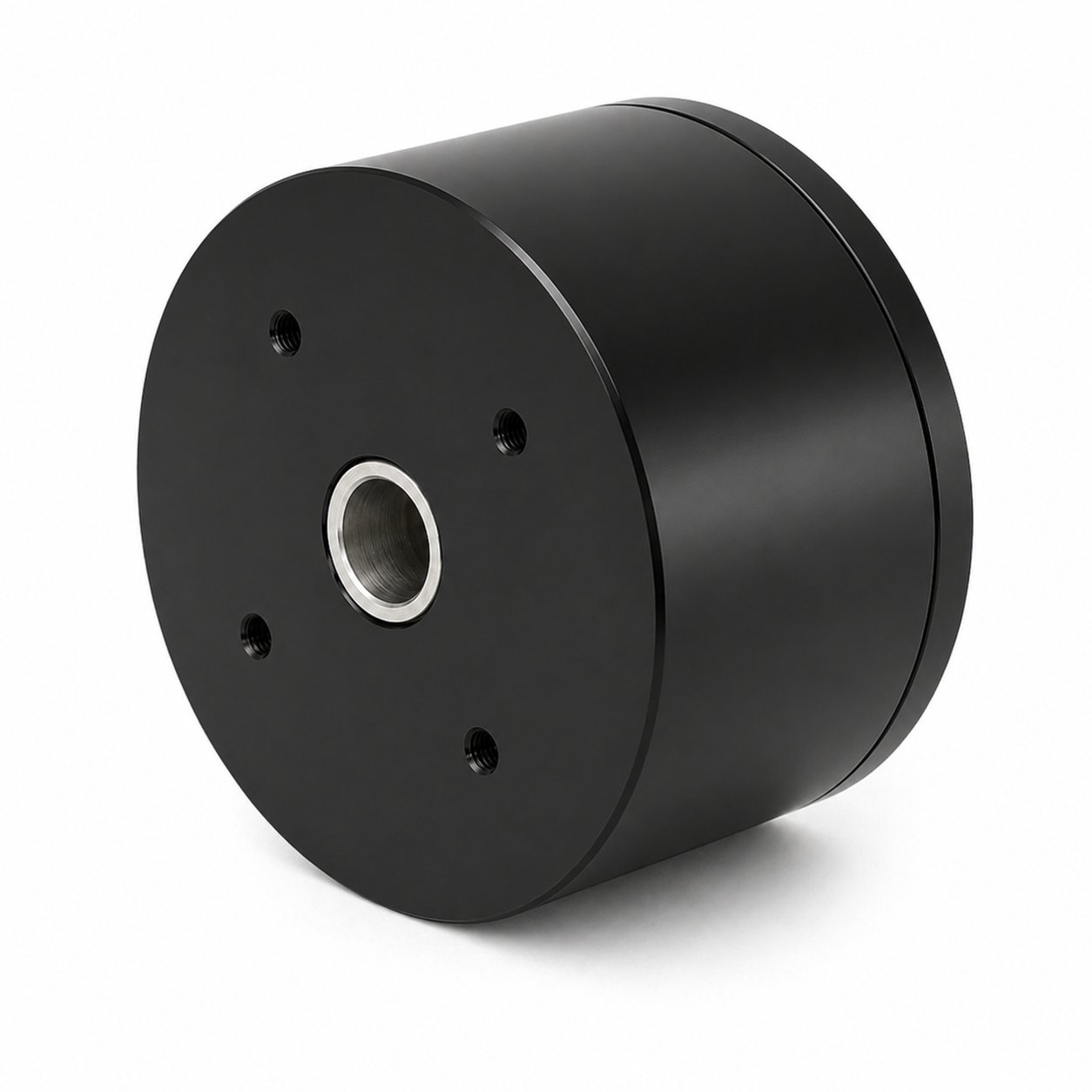 BLDC gimbal motor with flat black circular housing and central shaft opening
